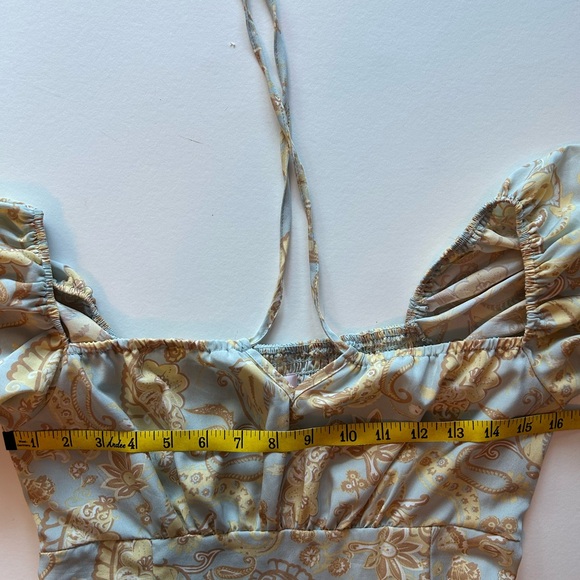 Dizzy Lizzy paisley empire waist A line midi dress tie front and puff sleeves L - Picture 11 of 12